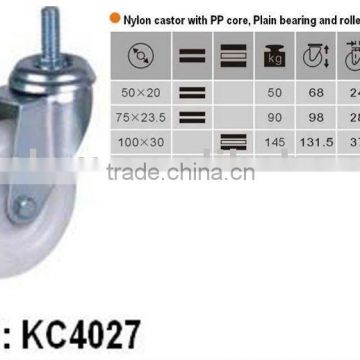 nylon castor with PP core plain bearing & roller bearing