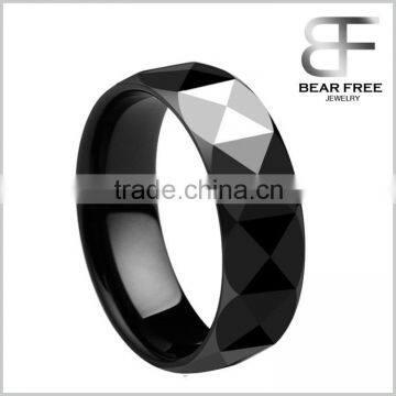 New Couple's Comfort Fit Black Faceted Ceramic Rings for Wedding/Engagement/Promise/Eternity