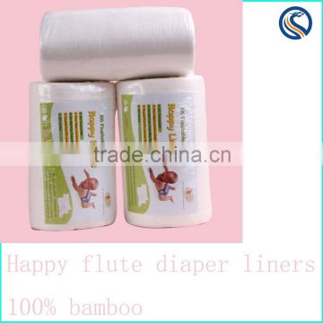 happy flute 100% Biodegradable diaper Liner soft 100%bamboo Nappy Liners Flushable Diaper Liner