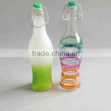 custom colored glass beverage bottle with swing top, juice bottle 450ml