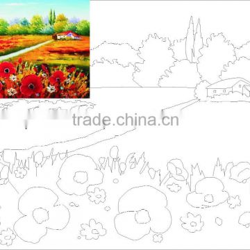 ROSA Talent Cotton Canvas Panel with Outline "The landscape 4", 30x40cm