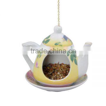 Hanging Teapot Ceramic Bottle Bird Feeder photo-2