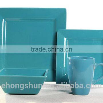 16pcs Square Color Glazed Stoneware Dinner Set, Stoneware Tableware Sets photo-6