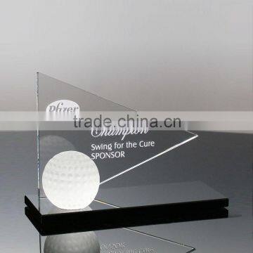 Glass crystal golf flag awards with black base for golf awards souvenirs