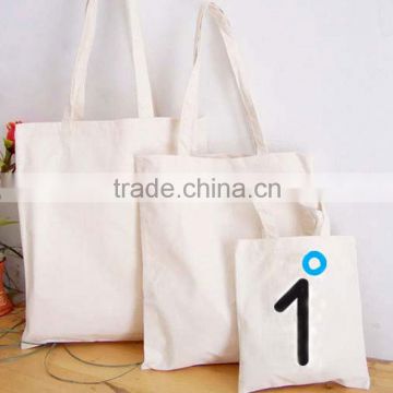 2015 new design eco-friendly simple style cotton canvas shopping bag white lightweight standard size canvas tote bag