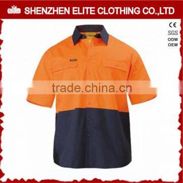 100% cotton safety orange two tone work shirt short sleeve hi vis