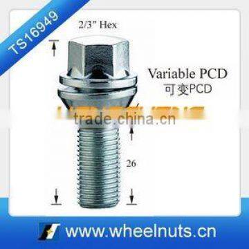 chromeplated 17mm hex with wide iron ring high strength wheel bolt