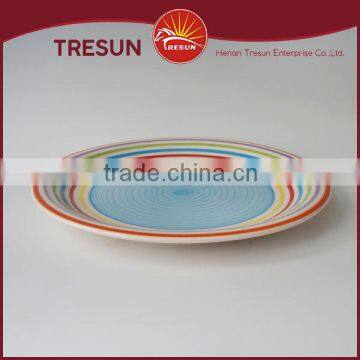 Hot Selling Red Strip Ceramic Handpainted Round Plate photo-6