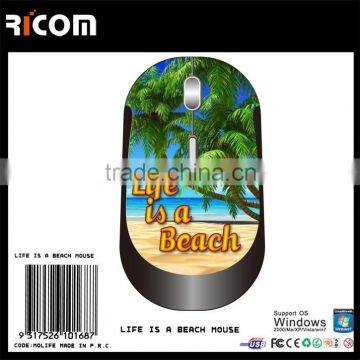 Ricom LIFE IS A BEACH MOUSE,custom logo wireless mouse,optical mouse fcc standard with box--MW6012--Shenzhen Ricom