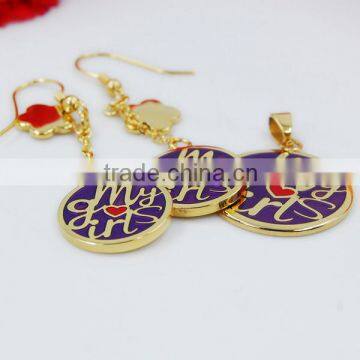 Mirror Polished Girls Lovely Christmas Gift Gold Jewelry Set Stainless Steel