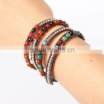 Wholesale Multi-layer Wrap Leather Bracelets & Bangles Fashion POP Jewelry 75cm Free Shipping! photo-4