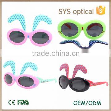 New Arrival Colorful Kids Silicon Sunglasses ,with Rabbit Ear in Eyebrow Cute Kid Sunglasses photo-3