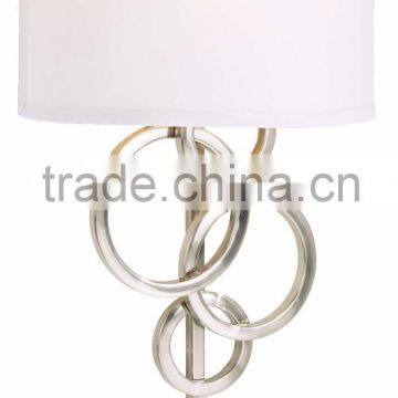 1017-1 Sleek Brushed Steel Finish Raindrops Falling on a Calm Body of Water Intertwining Circles Plug-In Wall Sconce photo-3