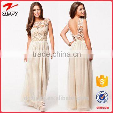 2016 Custom Long Women Dresses, White Backless Lace Maxi Dress                        
                                                Quality Choice