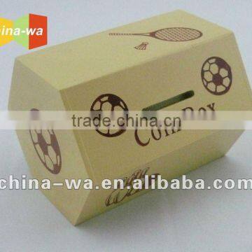 wooden coin box or money box for children