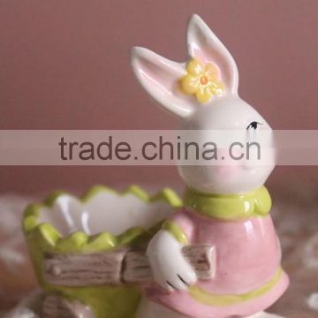 handpaint cheap ceramic rabbit egg holder for easter