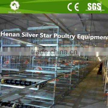 Poultry farm battery type broiler cage with pan feeding system