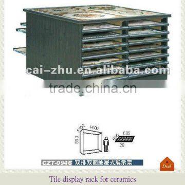 Metal drawer tile display rack