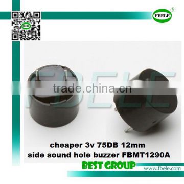 cheaper 3v 75DB 12mm side sound hole buzzer FBMT1290A