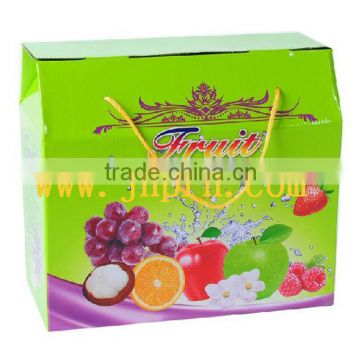 corrugated paper food box for fruit with handle