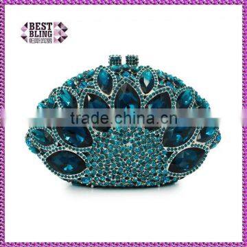 noble blue big stone small wedding evening bag woman handbags purses rhinestone evening clutch(8753A-LB)