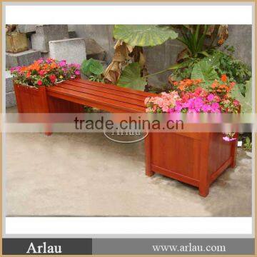 Hot-sale outdoor wooden flower planter with long bench