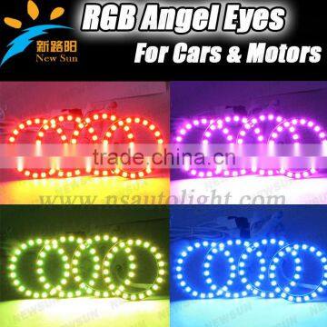 4pcs 72mm RGB ANGEL EYES LED Multi-color RGB 5050 Halo Rings Remote kit Car Auto Headlight Bulbs Color changing angel eyes