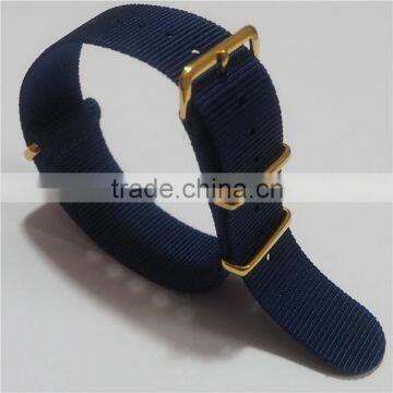 Gold Hardware Navy Blue Ballistic Nylon Watch Strap 24mm photo-5