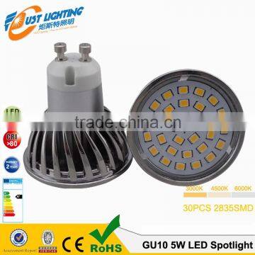 Chrome 3.5w 350lm 24smd 5050 Ra80 2700k 220v Gu10 Led Spotlight Dimmable photo-5