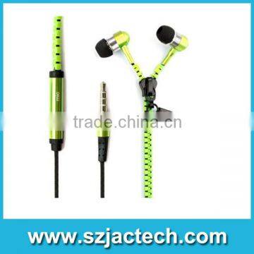 In-ear Metal Bass Zipper Earphone Sports Music Wired Earbud Headset With MIC