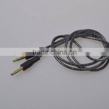 High Quality Bling Bling Glitter Audio Cable 3.5MM Audio Jack Cabe 1m, male to male aux cable 3.5mm