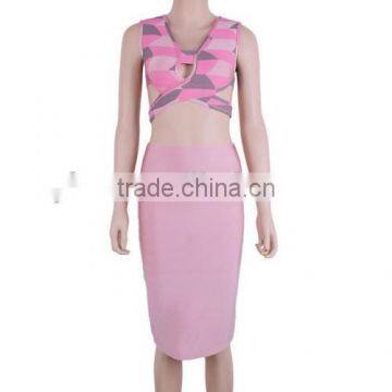2015 Europe Fashion Two Piece Sex Bandage Dress High Quality Ladies Tight Ladies Brand Bandage Dress photo-2