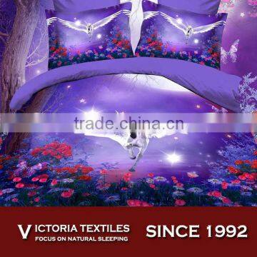 angel horse big pattern 3d reactive printed bedding sets complete bed cover set