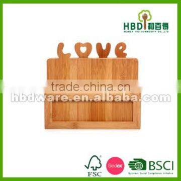 "LOVE"letter bamboo cutting board set with stand