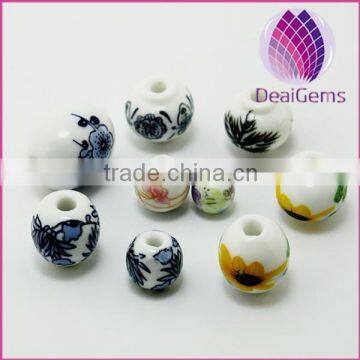 2015 whole sale artificial for DIY jewelry Bead porcelain blue and white 10pcs per bag