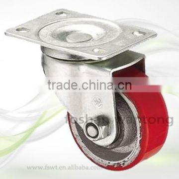 Ball Bearing Furniture Hardware 75mm Red PU Swivel Caster Wheel