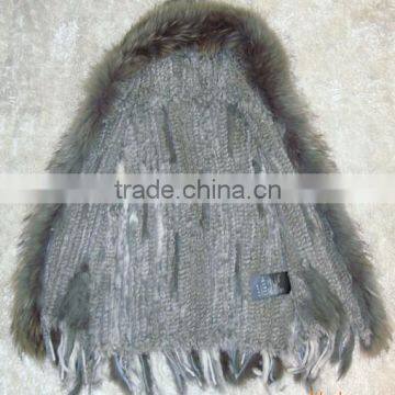 knitted rabbit fur vest with hood custom made accept
