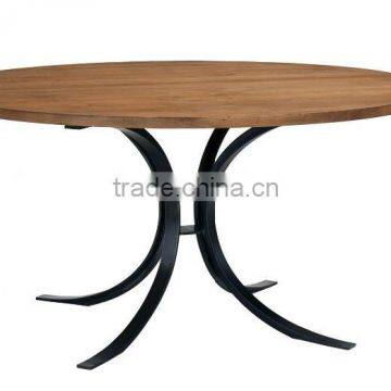 Customized curved metal table legs restaurant wooden dining table designs