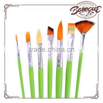 Small Wholesale Premium Green Handle Face Paint Brush, 7 Pcs Artist Nylon Face Painting Brush set