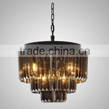 IC20538-9BL-SM Smoke Crystal industrial Black Chandelier Lighting Crystal contemporary Interior Accessories