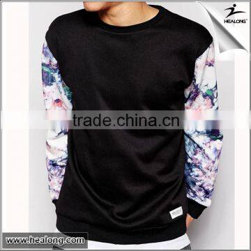 Fashion flower sublimation dyed custom crewneck sweatshirts for men