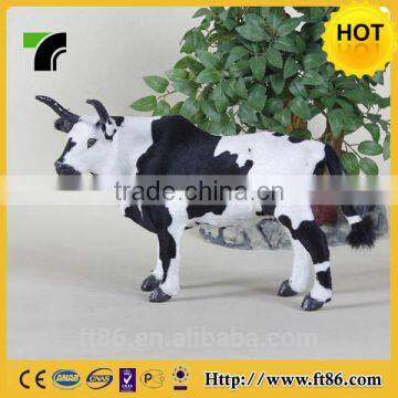 Small Artificial Synthetic Fur Covered Plastic Farm Animals Cow Toys