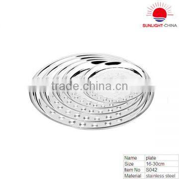 stainless steel serving tray/stainless steel round tray/metal tray/mirror tray/food serving tray