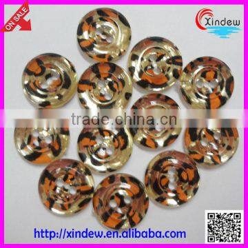 Fashion design leopard plating acrylic buttons/leopard buttons/plating buttons/two holes acrylic button