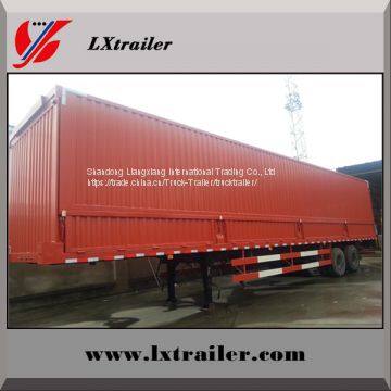 3 Axles 45Tons Flatbed Box Lifting Open Semi Trailer