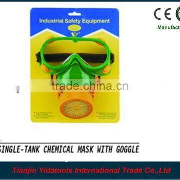 Single tank chemical mask with goggle