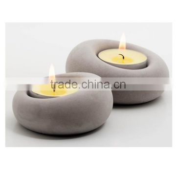 Oval stone shape cement home ornament candle holder