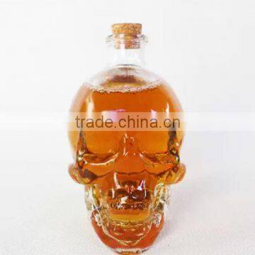 skull bottle, 750ml big skull bottle,skull decanter with cork