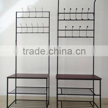 Entry Way Hall Tree Bench Hook Coat Hanger Stand Shoe Cloth Rack photo-2