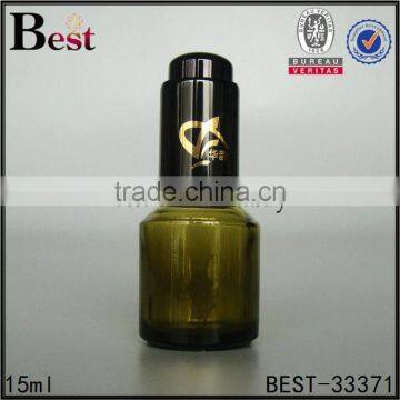 China 15ml Dark Green Frosted Cosmetic Essence Perfume Empty Glass Bottle Basket Dropper Bottle Glass Wholesale photo-4